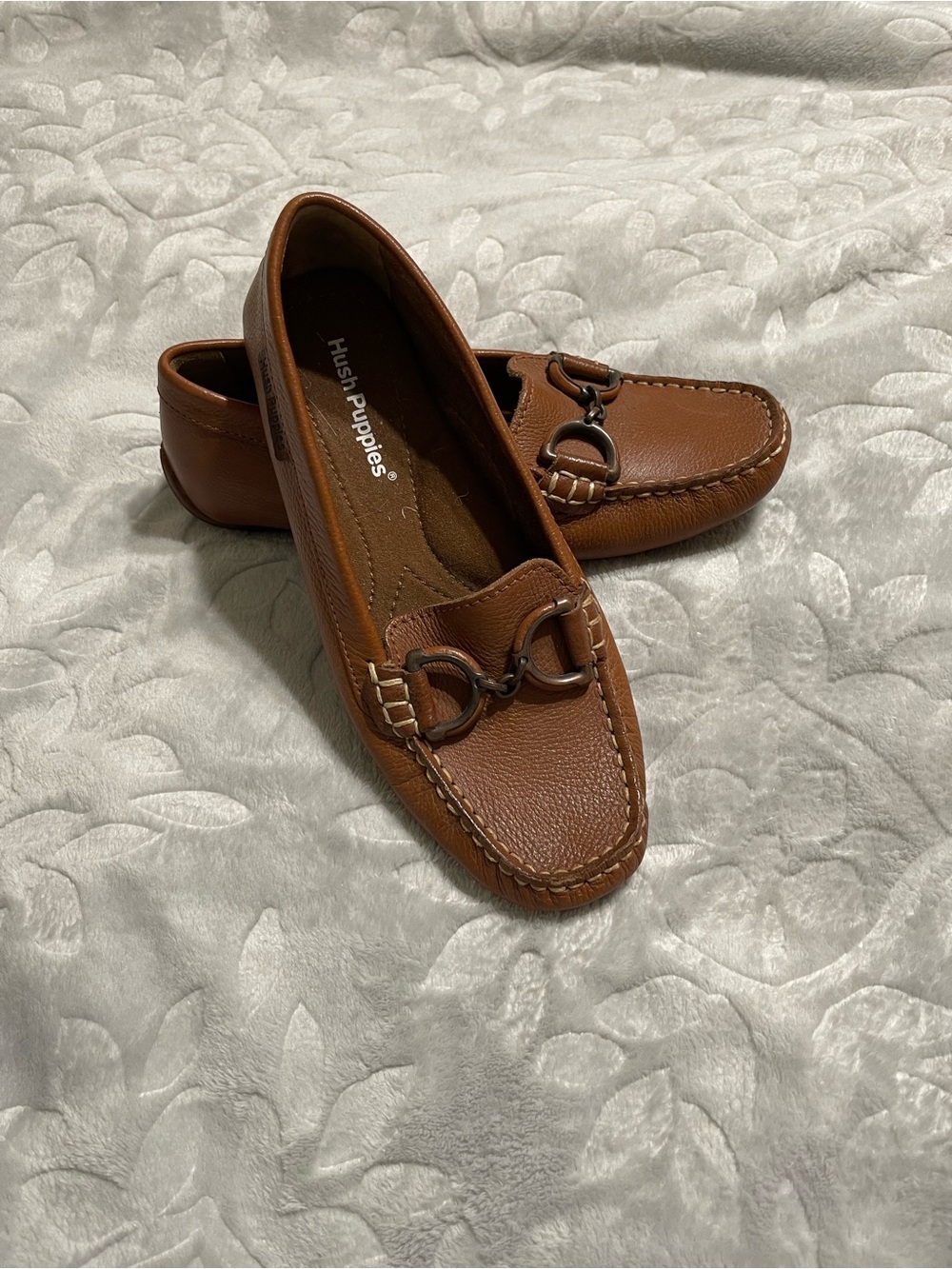 Hush Puppies Women's Brown Leather Moccasin Loafers